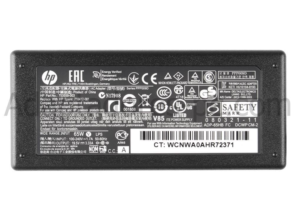 Adaptador Cargador Original HP Envy 4-1102ES 65W + Cable
