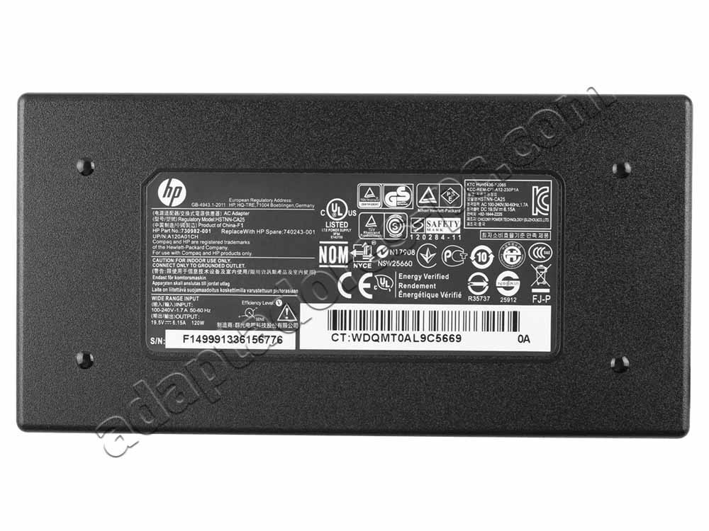 Original 120W AC Adaptador Cargador HP Pavilion dv6-6b18ss A6P28EA