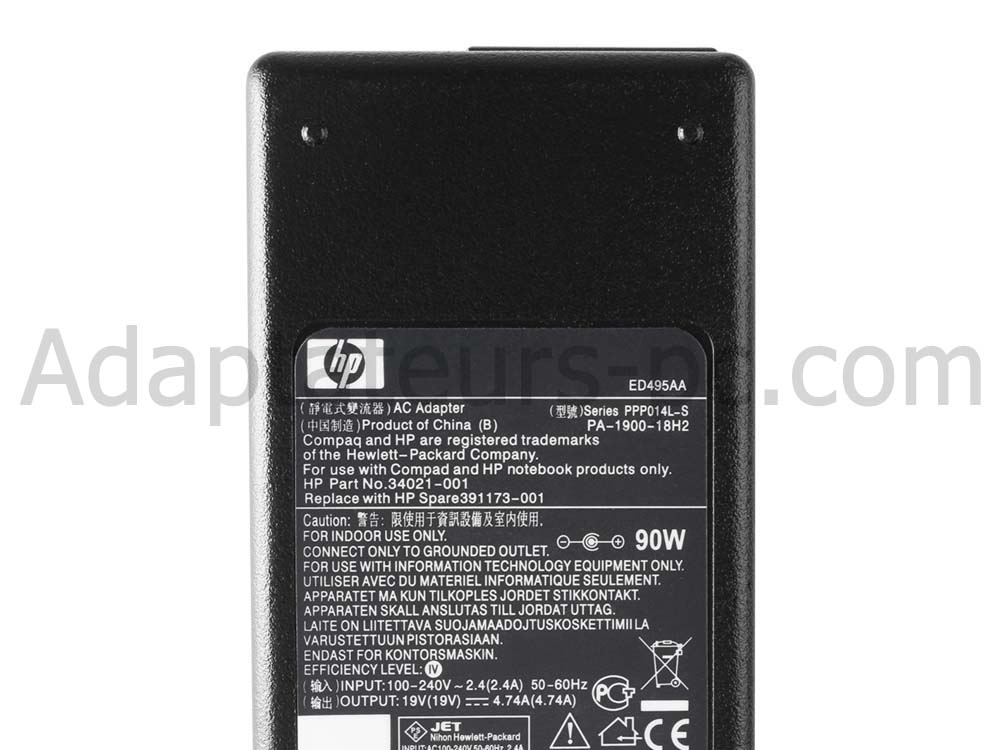 Original 90W AC Adaptador Cargador HP PA-1900-08R1 EG409AA