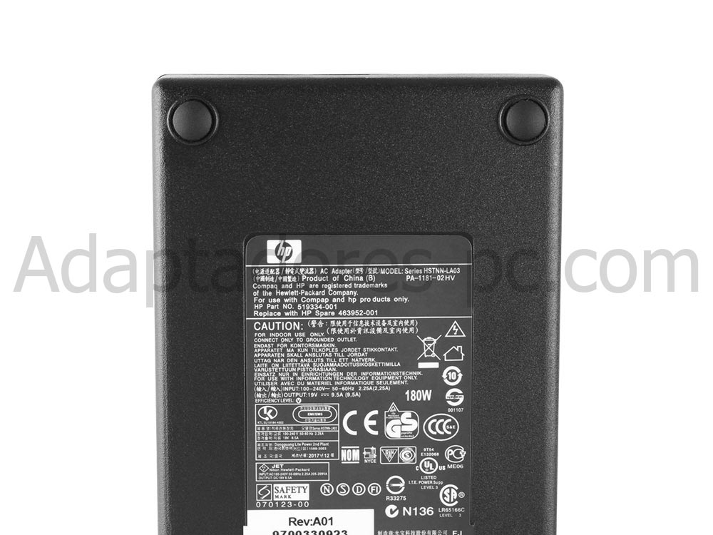 Original 180W AC Adaptador Cargador HP TouchSmart IQ500