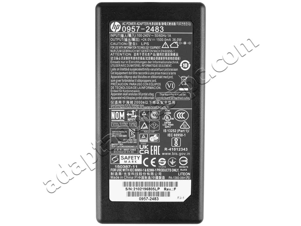 Original 36W AC Adaptador Cargador HP Scanjet PRO 2500 F1 3000 S2