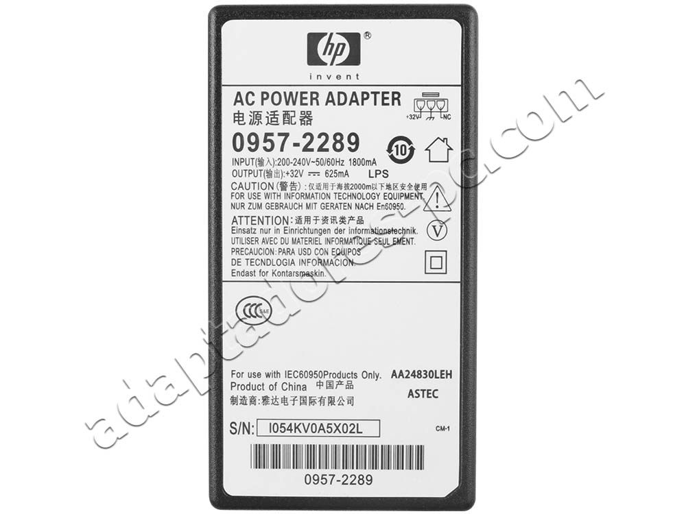 20W Cargador HP Photosmart Plus B210a Printer AC Adaptador