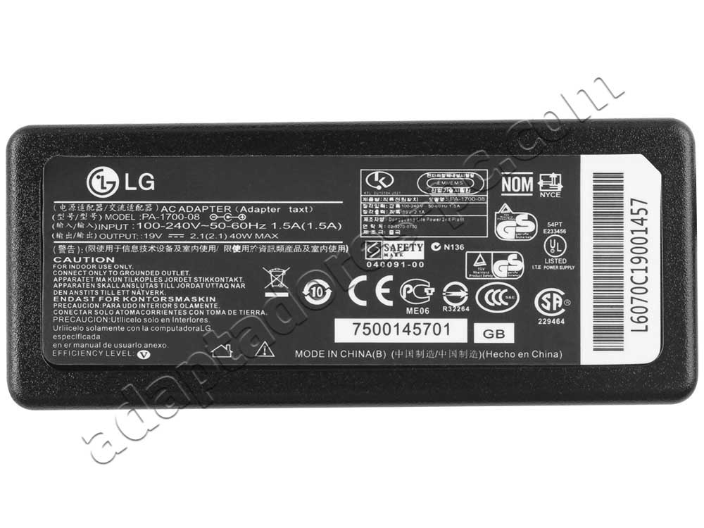 25W AC Adaptador Cargador LG 24mp67vq 24mp67vq-p 27mp67hq-p