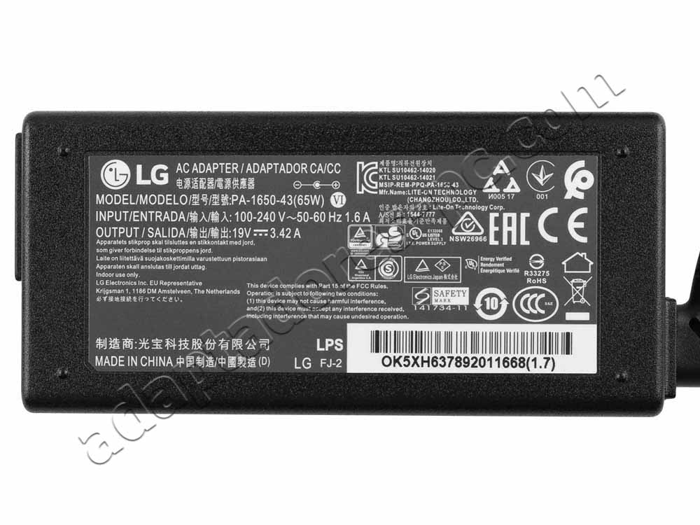 Original 65W Cargador LG Gram 15Z990-R.AAS9U1 AC Adaptador + Cable