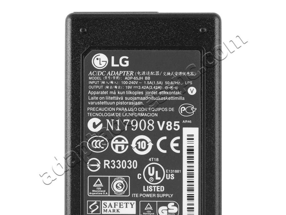 65W AC Adaptador Cargador LG personal tv mt35s 24mt35s