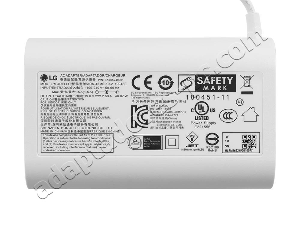 Original 48W Cargador LG EAY65249101 AC Adaptador + Cable