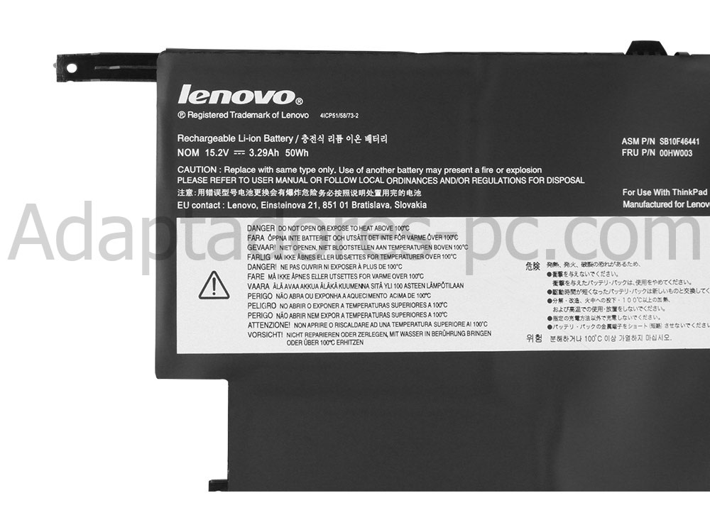 50Whr Batería Lenovo SB10F46441 00HW003