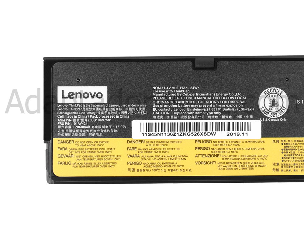 Original 2100mAh 24Wh Batería Lenovo 01AV490