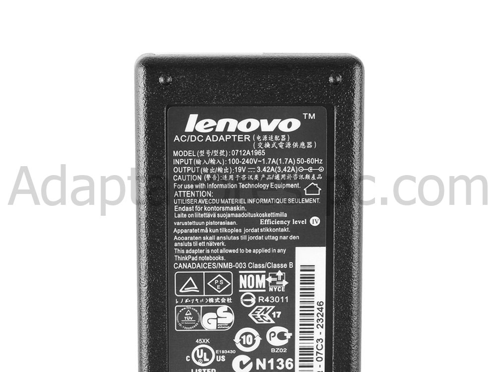 Original 65W Lenovo ThinkCentre M92p Tiny 3238-D9U AC Adaptador Cargador