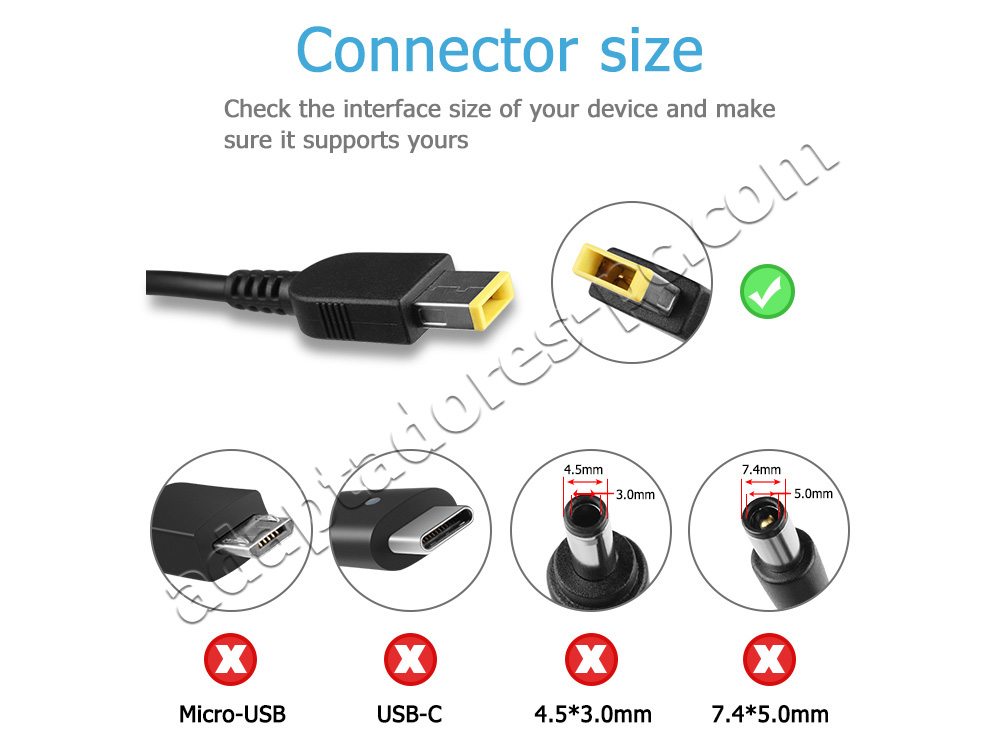 45W Lenovo ThinkPad Edge E550c 20E0 AC Adaptador Cargador