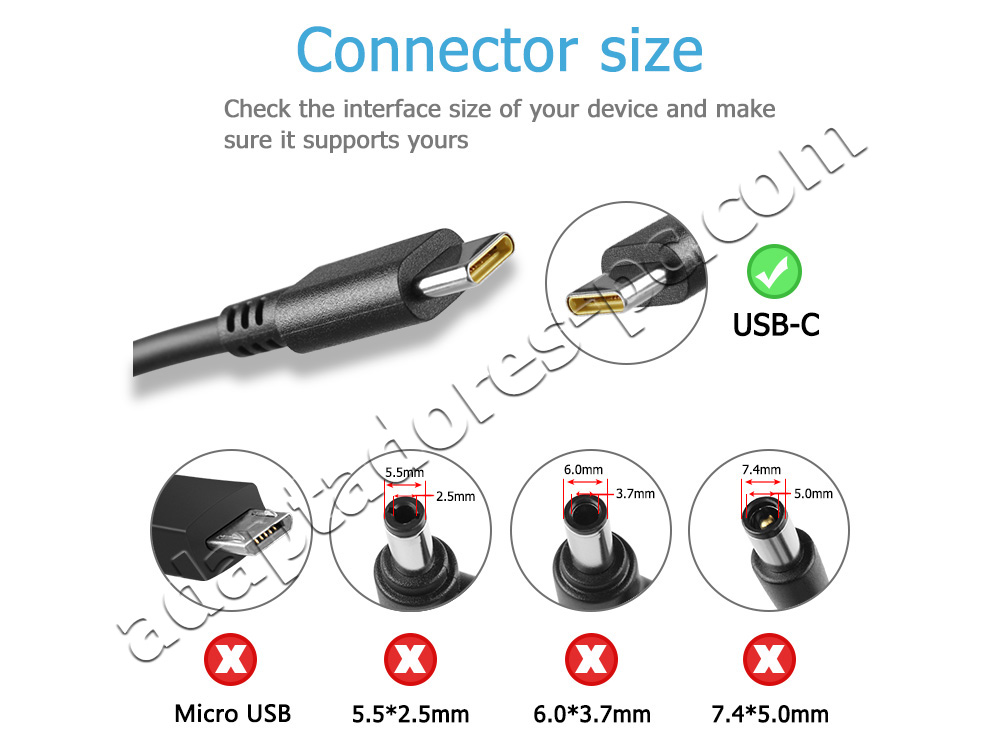 Adaptador Cargador Lenovo IdeaPad 720S-13IKB 65W + Cable