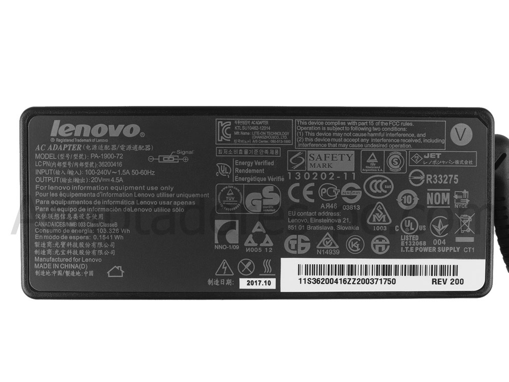Original 90W Lenovo IdeaCentre 3-24ARE05 F0EW All-in-One Serie AC Adaptador Cargador