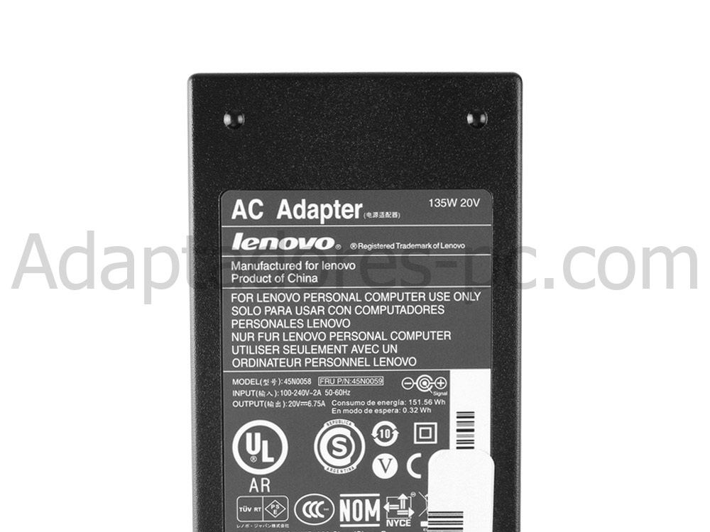 135W Original Adaptador Cargador Lenovo 55Y9332 57Y4622