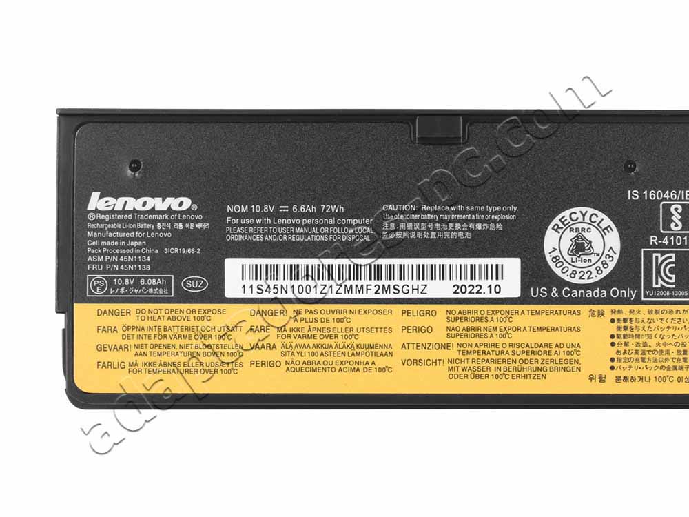 Original Batería Lenovo ThinkPad L470 20J4 20J5 6600mAh 72Wh