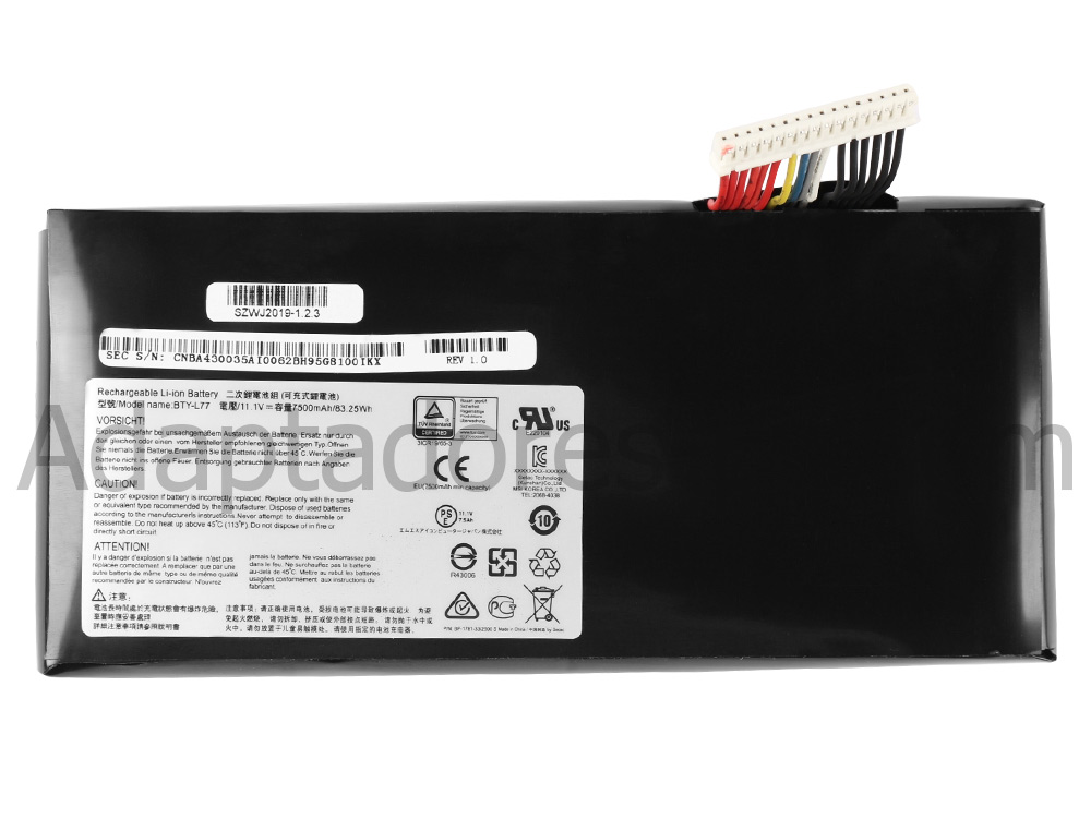 83.25Wh Original Batería MSI WT72 6QJ WT72 6QK WT72 6QL