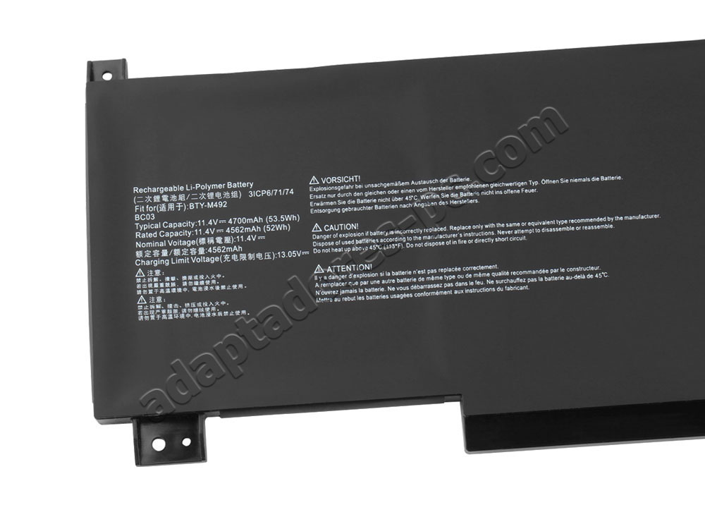 Batería MSI 9S7-16V611-036 4700mAh 53.5Wh