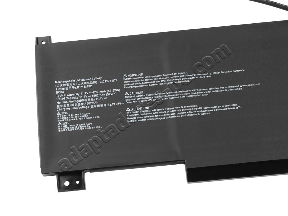 Batería MSI 9S7-16V611-036 4700mAh 53.5Wh