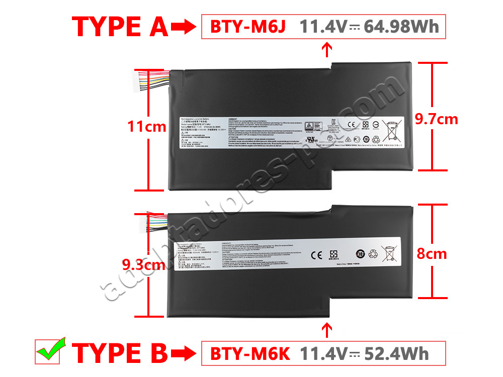 Batería MSI 9S7-16R821-016 4600mAh 52.4Wh