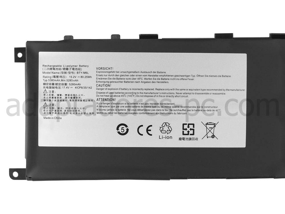 Original 5380mAh Batería MSI P65 Creator 9SE-407ES
