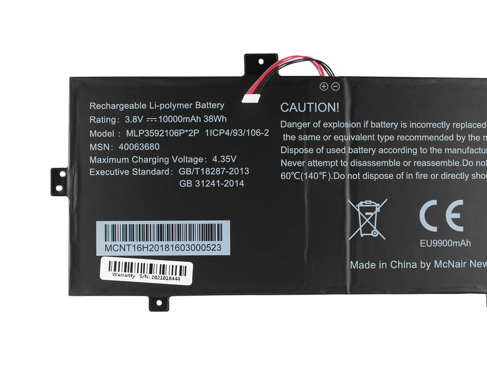 Batería Medion MLP3592106P*2P MLP3592106P-2P 10000mAh 38Wh