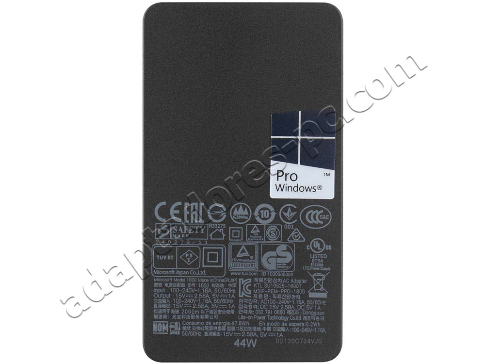 Original 44W Microsoft Surface Laptop 1769 AC Adaptador Cargador