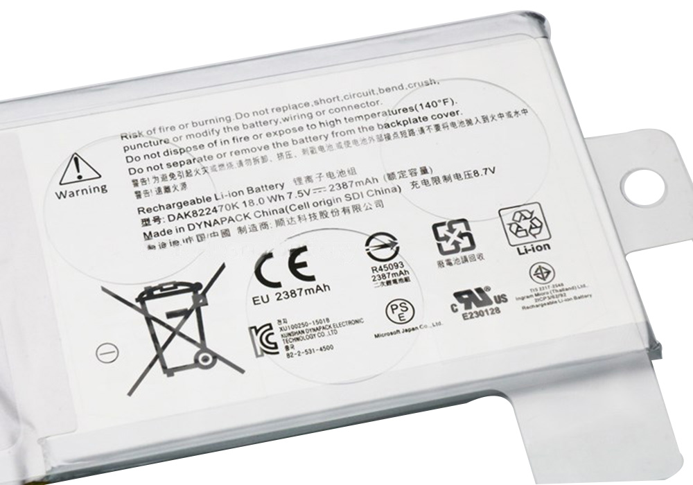 Original Batería Microsoft Surface 1703 2387mAh 18Wh