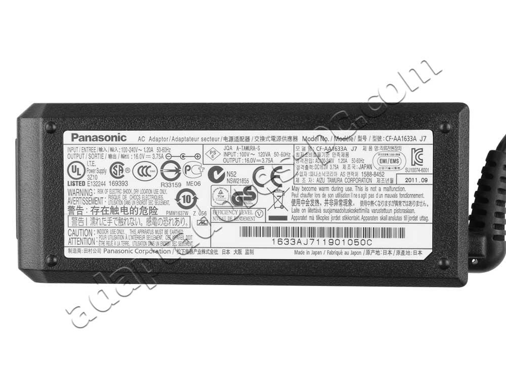60W AC Adaptador Cargador Panasonic Toughbook CF-H2 mk1 & 2