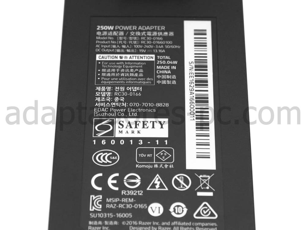 Original 250W Cargador Razer RC30-0166 RC30-01660100 AC Adaptador