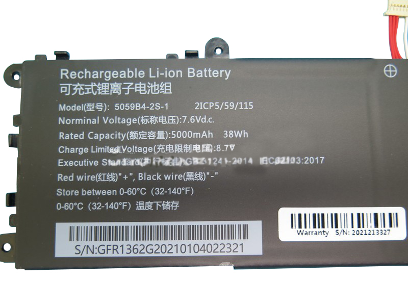 Batería Rtdpart 5059B4-2S-1 5000mAh 38Wh