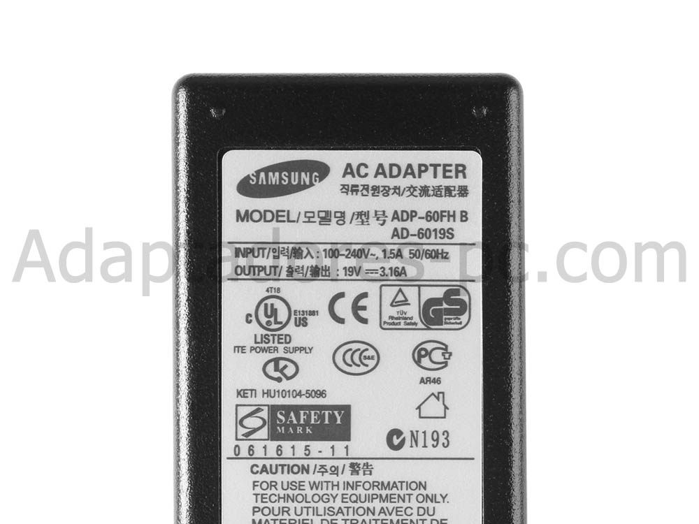 Original 60W AC Adaptador Cargador Samsung NP470R5E-X01ES