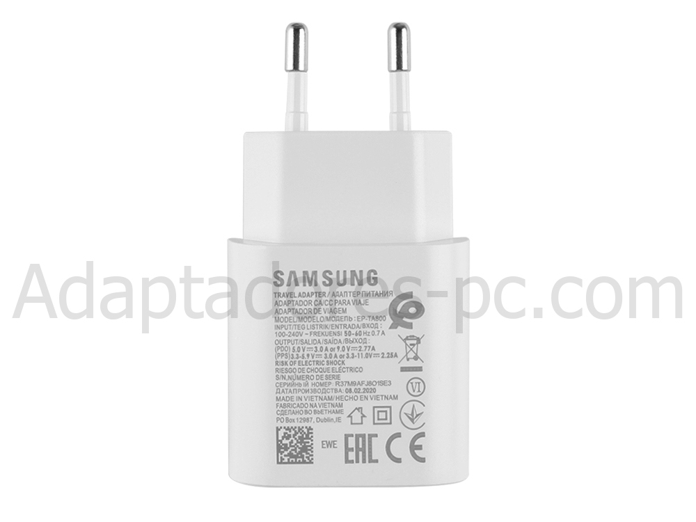 Original 25W Cargador Samsung Galaxy Tab S6 Lite SM-P619 AC Adaptador
