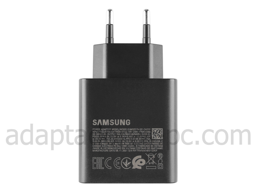 Original 35W Double USB-A/USB-C Cargador Samsung Galaxy Tab S6 Lite SM-P610