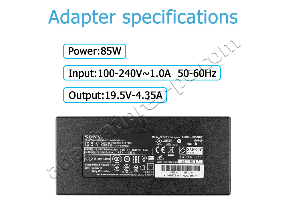 85W Adaptador Cargador Sony 149229413 149048512 + Cable
