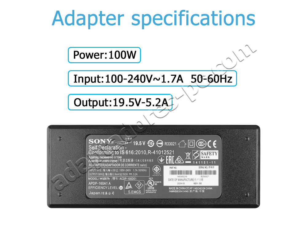 Original 101W Sony KDL-50W808C KDL50W808C AC Adaptador Cargador