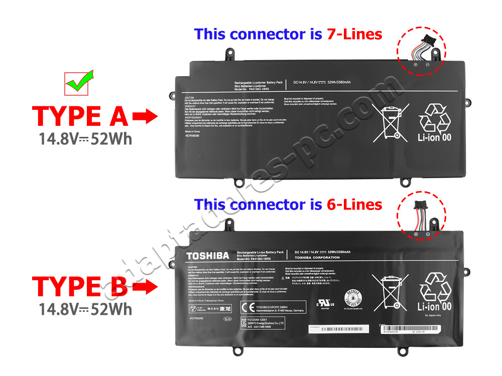52Wh Batería para Toshiba PA5136U-1BRS
