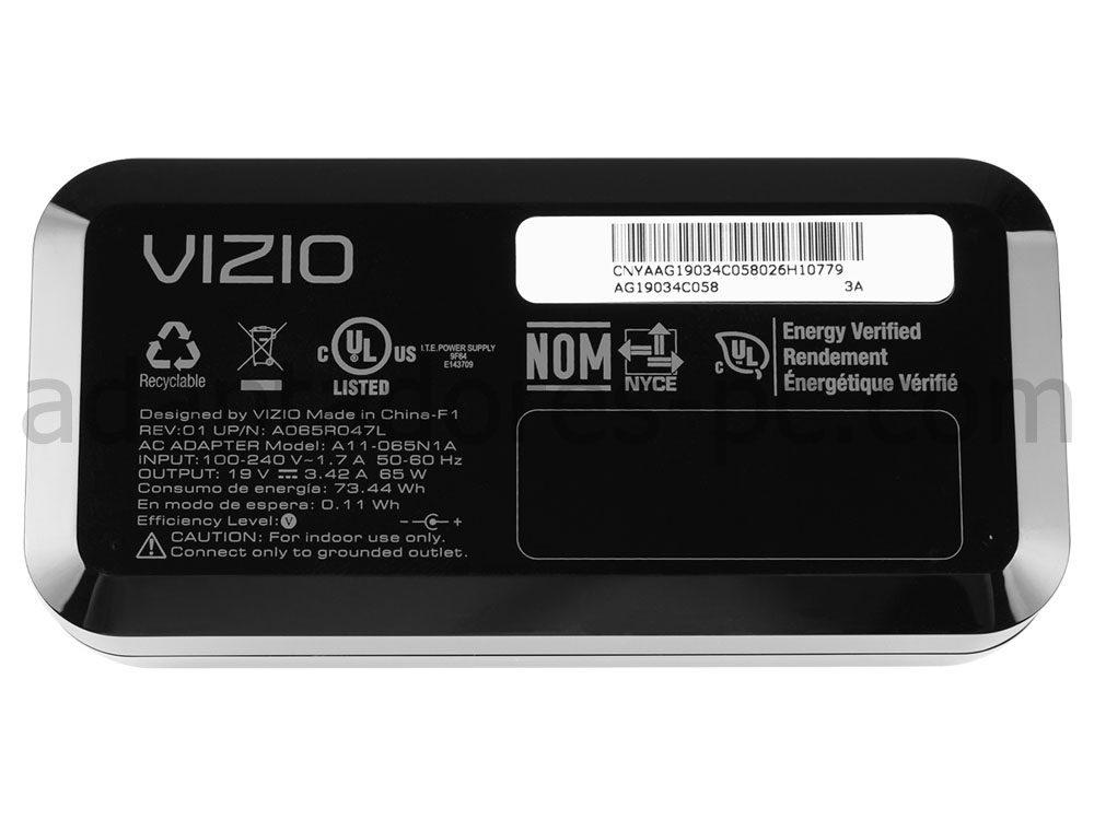 65W Original AC Adaptador Cargador Vizio A10-090P3A A090A054L