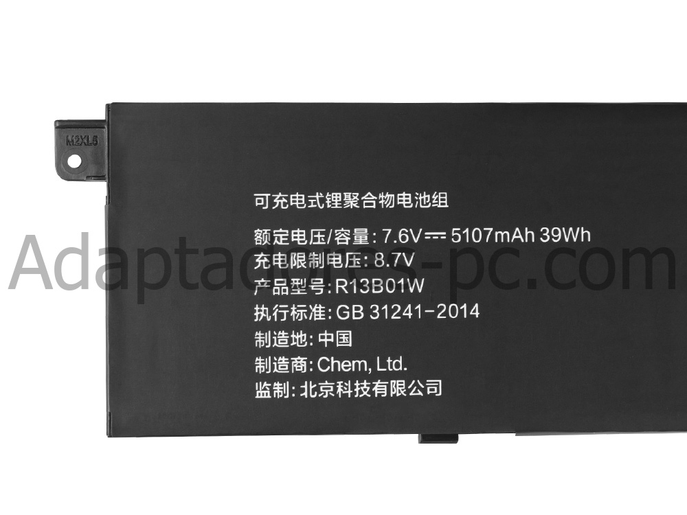 Original Batería Xiaomi 161301-FB 161301-FC 5107mAh 39Wh