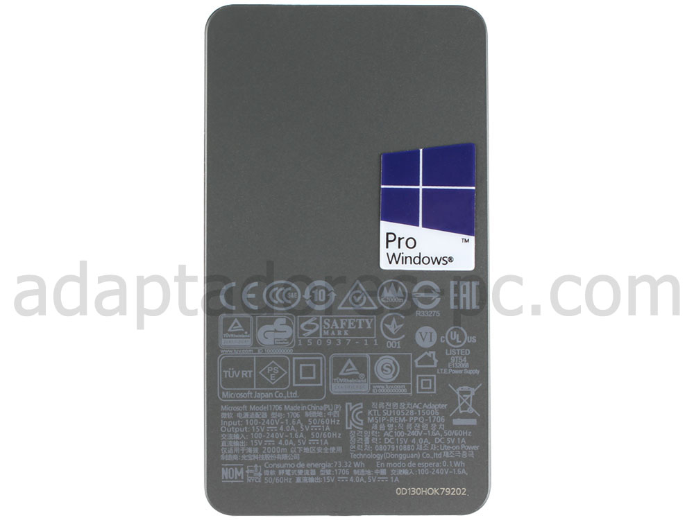 Adaptador Cargador Original Microsoft Surface Book CR9-00002 65W